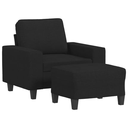 Fåtölj med fotpall Svart 60 cm tyg