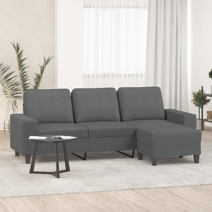 3-sitssoffa med fotpall Mörkgrå 180 cm tyg