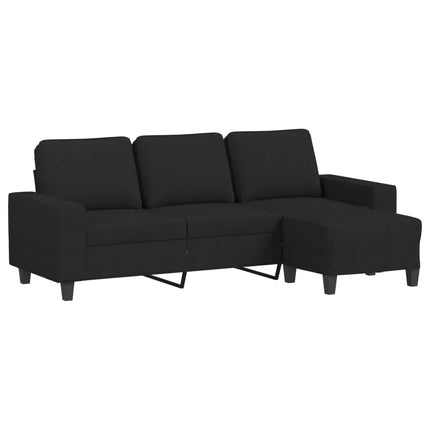 3-sitssoffa med fotpall Svart 180 cm tyg