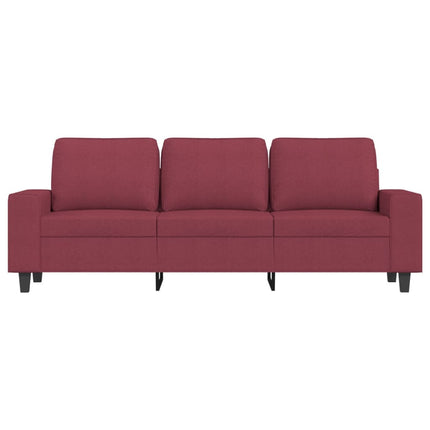 3-sitssoffa med fotstöd vinröd 180 cm tyg