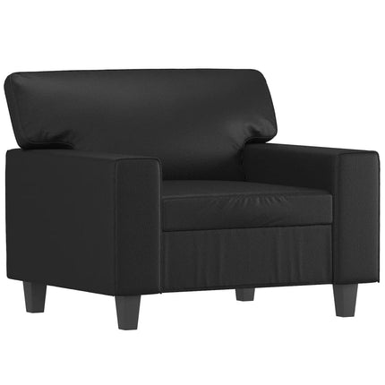 Fåtölj med fotpall svart 60 cm konstläder