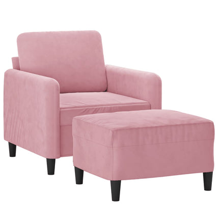 Fåtölj med fotpall rosa 60 cm sammet