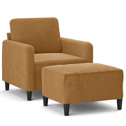 Fåtölj med fotpall Brun 60 cm sammet
