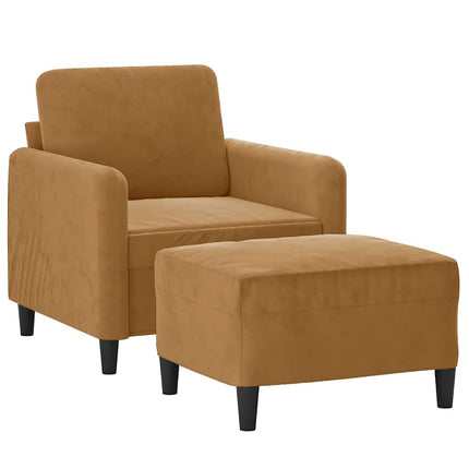Fåtölj med fotpall Brun 60 cm sammet