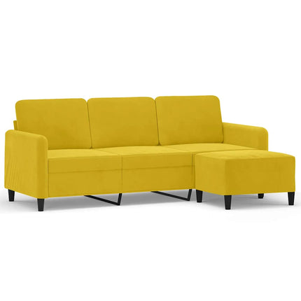 3-sitssoffa med fotpall gul 180 cm sammet