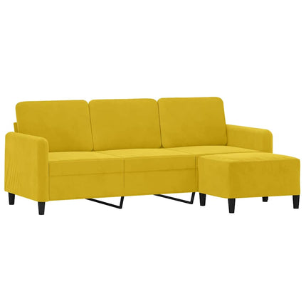 3-sitssoffa med fotpall gul 180 cm sammet