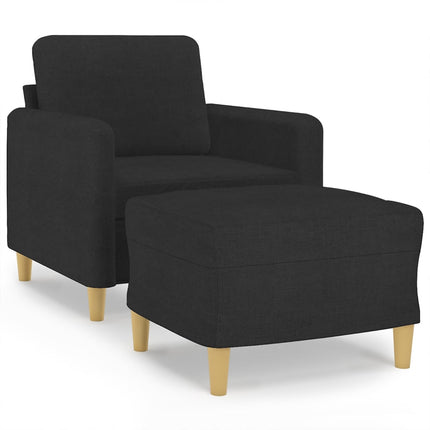Fåtölj med fotpall Svart 60 cm tyg