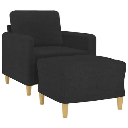 Fåtölj med fotpall Svart 60 cm tyg