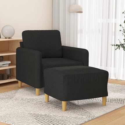Fåtölj med fotpall Svart 60 cm tyg