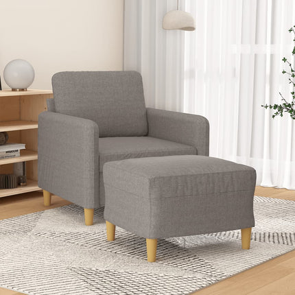 Fåtölj med fotpall Taupe 60 cm tyg