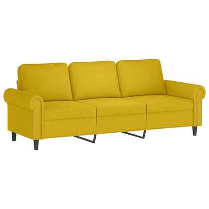3-sitssoffa med fotpall gul 180 cm sammet