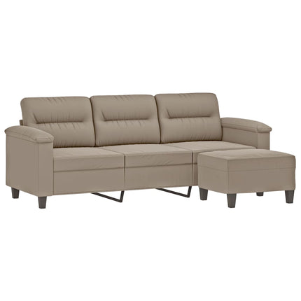 3-sitssoffa med fotpall taupe 180 cm mikrofibertyg