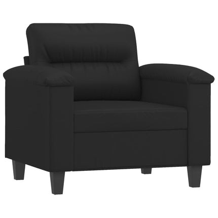 Fåtölj med fotpall svart 60 cm konstläder