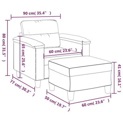 Fåtölj med fotpall svart 60 cm konstläder