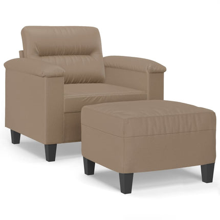 Fåtölj med fotpall Cappuccino 60 cm konstläder