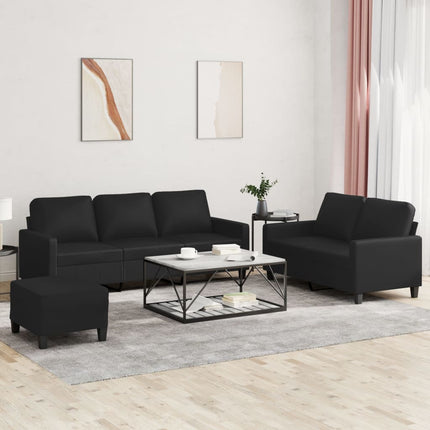 Soffgrupp med dynor 3 delar svart konstläder