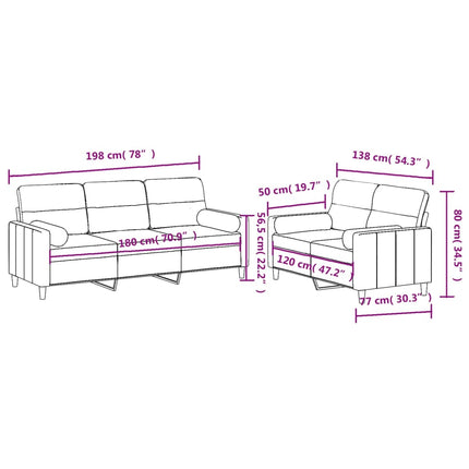Soffgrupp med kuddar 2 delar ljusgul tyg