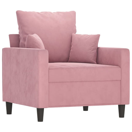 Soffgrupp med dynor 3 delar rosa sammet