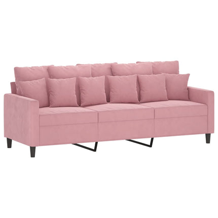 Soffgrupp med dynor 4 delar rosa sammet