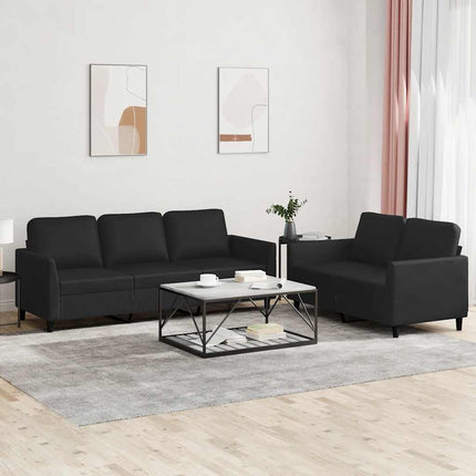 Soffgrupp med dynor 2 delar svart konstläder