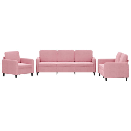 Soffgrupp 3 delar rosa sammet