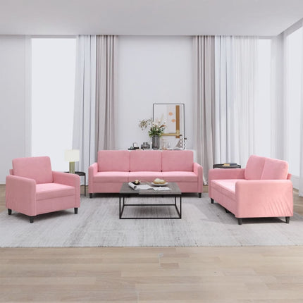 Soffgrupp 3 delar rosa sammet