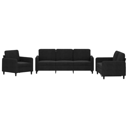Soffgrupp 3 delar svart sammet