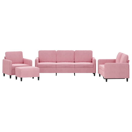 Soffgrupp 4 delar rosa sammet