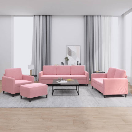 Soffgrupp 4 delar rosa sammet