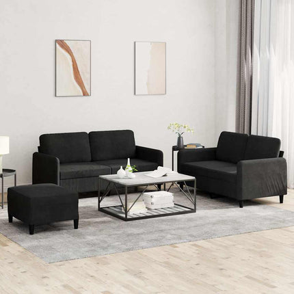 Soffgrupp 3 delar svart sammet