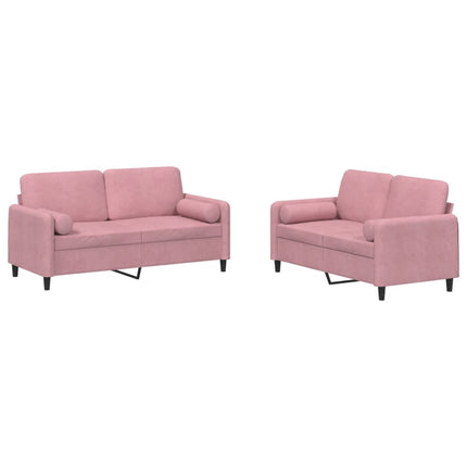 Soffgrupp med kuddar 2 delar rosa sammet