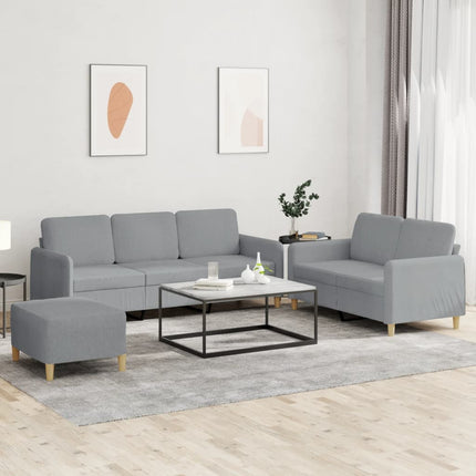 Soffgrupp med dynor 3 delar Ljusgrå tyg