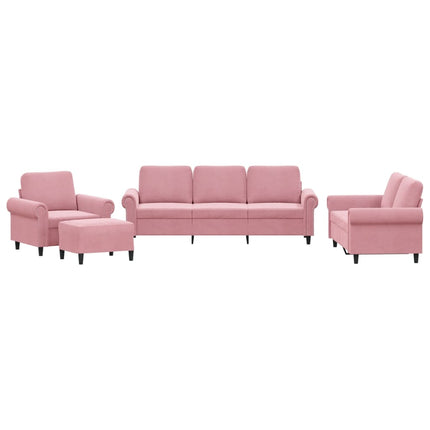 Soffgrupp med dynor 4 delar rosa sammet