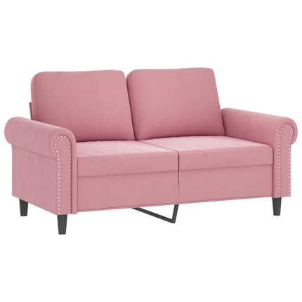 Soffgrupp med dynor 4 delar rosa sammet