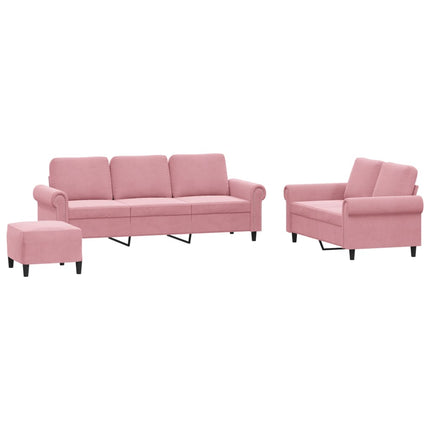 Soffgrupp med dynor 3 delar rosa sammet