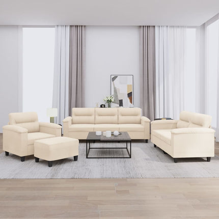 Soffgrupp med kuddar 4 delar beige mikrofibertyg