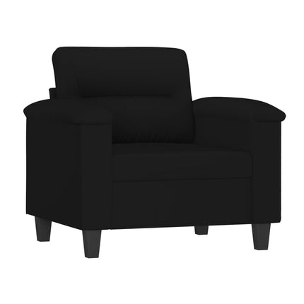 Soffgrupp med kuddar 4 delar svart mikrofibertyg