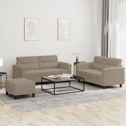 Soffgrupp med kuddar 3 delar taupe mikrofibertyg