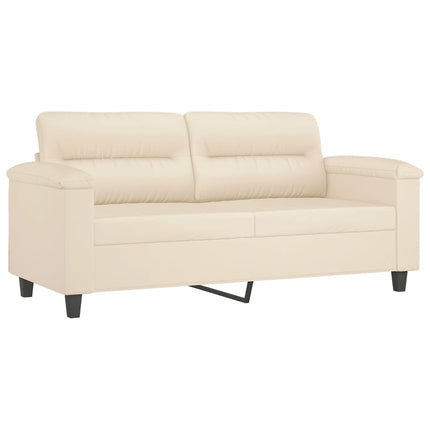 Soffgrupp med kuddar 2 delar Beige mikrofibertyg