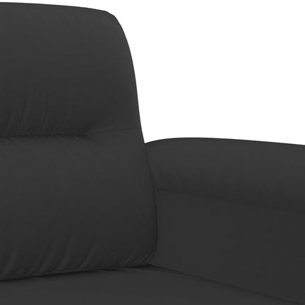 Soffgrupp med kuddar 3 delar svart mikrofibertyg