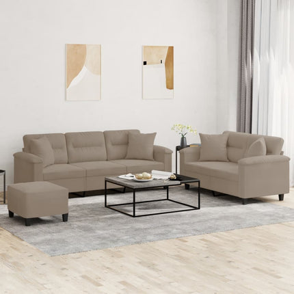 Soffgrupp med kuddar 3 delar Taupe mikrofibertyg