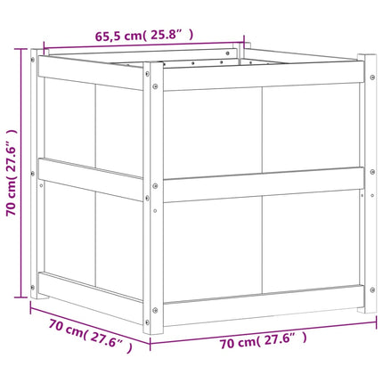 Odlingslåda vaxbrun 70x70x70 cm massiv furu