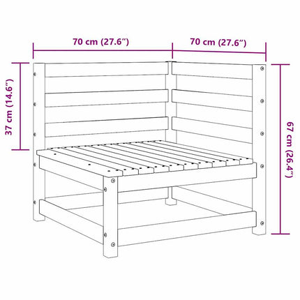 Trädgårdssoffa hörn 70x70x67 cm massiv furu