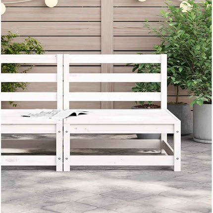 Trädgårdssoffa utan armstöd vit 70x70x67 cm massiv furu