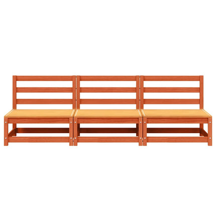 Trädgårdssoffa utan armstöd 3 st vaxbrun 70x70x67cm massiv furu