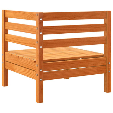 Hörnsektion till trädgårdssoffa vaxbrun massiv furu