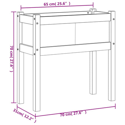 Odlingslåda med ben 70x31x70 cm massiv furu