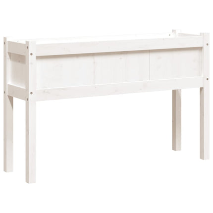 Odlingslådor med ben vit 110x31x70 cm massiv furu