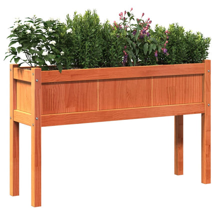 Odlingslådor med ben vaxbrun 110x31x70 cm massiv furu