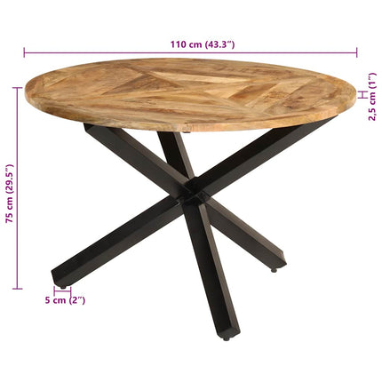 Matbord Ø110x75 cm massivt grovt mangoträ